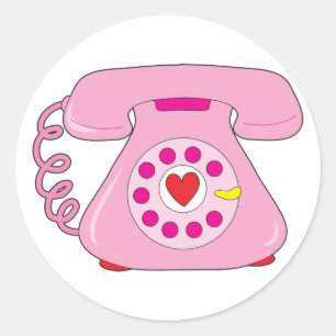 Heart Telephone Classic Round Sticker