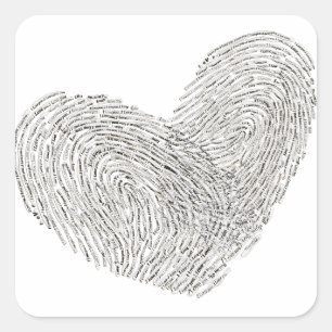 Heart text design in thumbprint seal