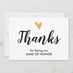 Heart Thank You For Being My Maid Of Honour Card