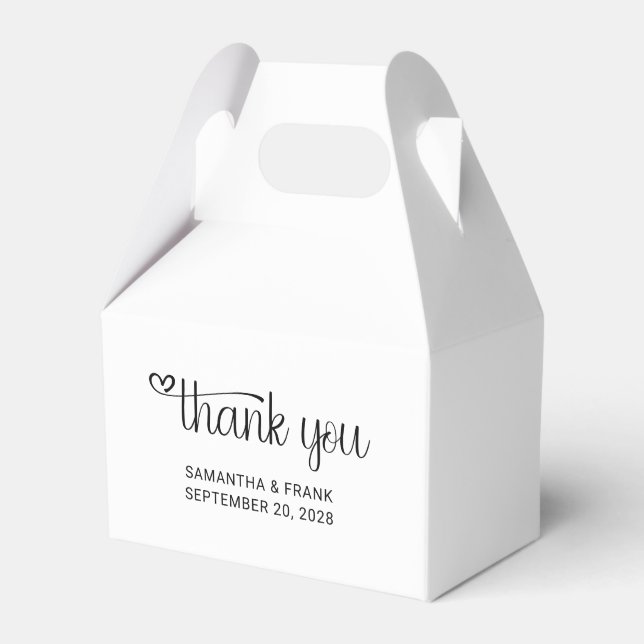 Heart Thank You Typography Wedding Favour Box (Front Side)