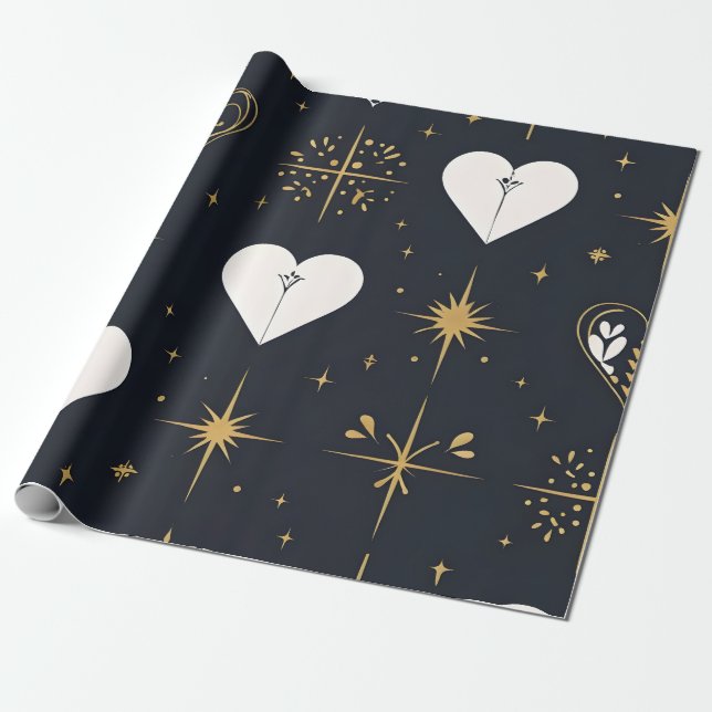 Heart That Sparkle Wrapping Paper (Unrolled)