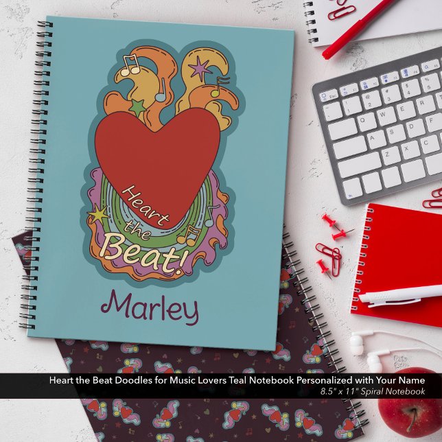 Heart the Beat Doodles for Music Lovers Name Teal Notebook (Heart the Beat Doodles for Music Lovers Teal Notebook Personalized with Your Name)