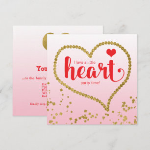 Heart Theme Family Reunion Birthday Party Invitation