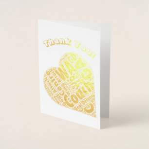 Heart Theme Netball Coach Thank You Gold Foil Card
