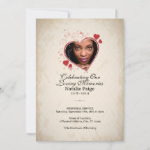 Heart themed custom collage funeral program