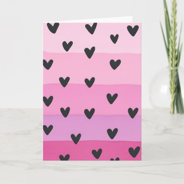 Heart-themed Design Watercolor Blank Note Card  (Front)