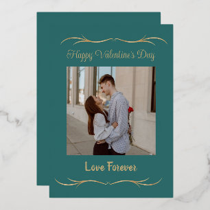 Heart-Themed Valentine’s Day Picture Frame Foil Holiday Card