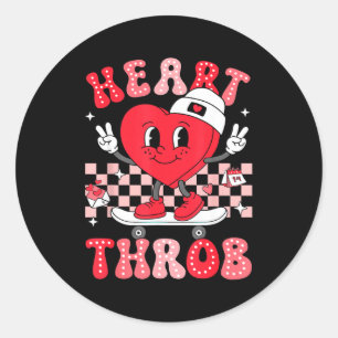 Heart Throb Groovy Valentine Toddler Men Boys Cute Classic Round Sticker