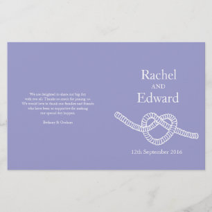 Heart tie the knot purple wedding programs