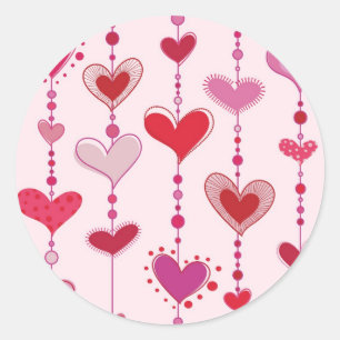 Heart Tiles Classic Round Sticker