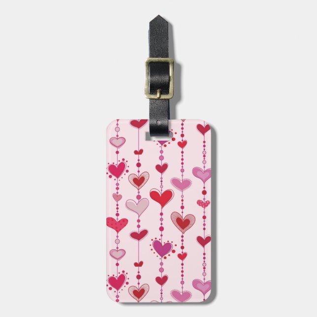 Heart Tiles Luggage Tag (Front Vertical)