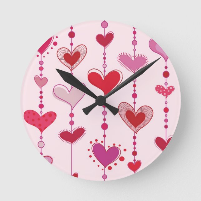 Heart Tiles Round Clock (Front)