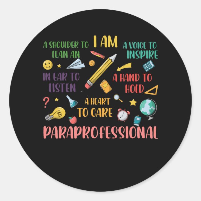 Heart To Care Paraprofessional Teachers Paraeducat Classic Round Sticker (Front)