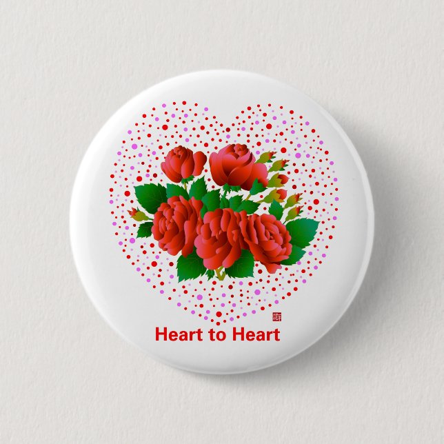 Heart To Heart 6 Cm Round Badge (Front)