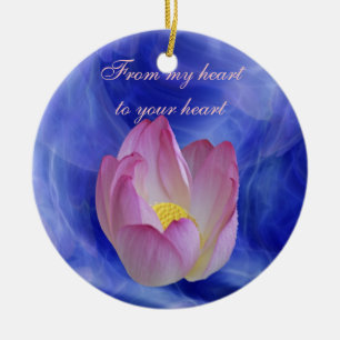 Heart to heart lotus flower ceramic tree decoration