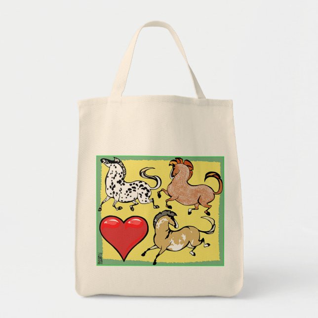 Heart to Heart Pony Grocery Tote Bag (Front)