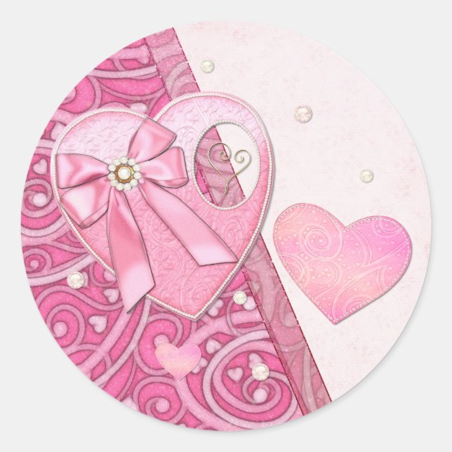 Heart to Heart Valentines Day Classic Round Sticker (Front)