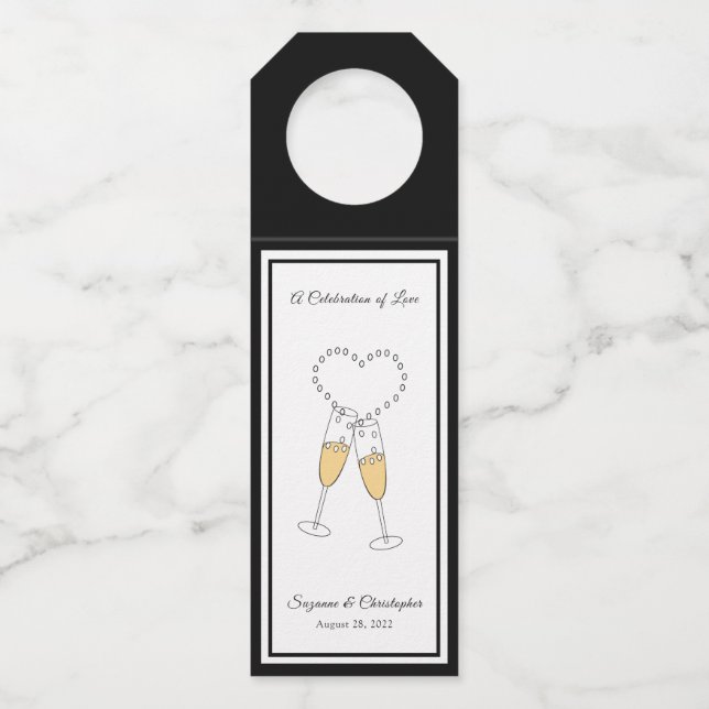 Heart Toast Black Bottle Hanger Tag (Front)