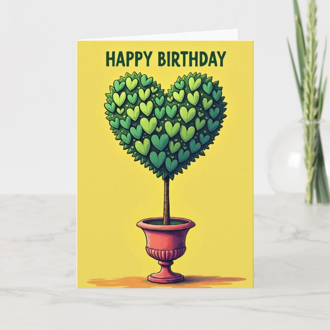 Heart Topiary Birthday Card (Front)