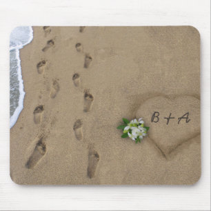 Heart & Tracks in the Sand Mouse Mat