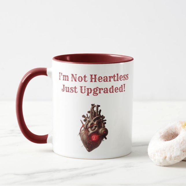 Heart Transplant Funny Victorian Steampunk Mug (With Donut)