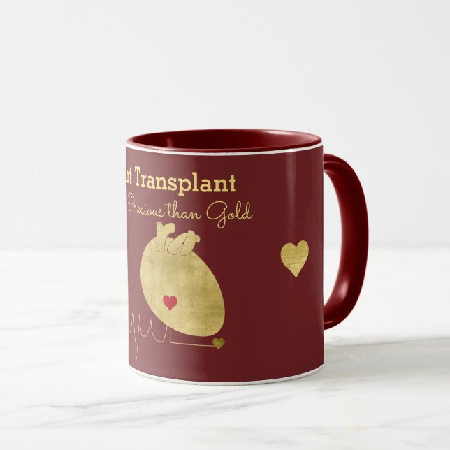 Heart Transplant Gold Maroon Mug (Front Right)