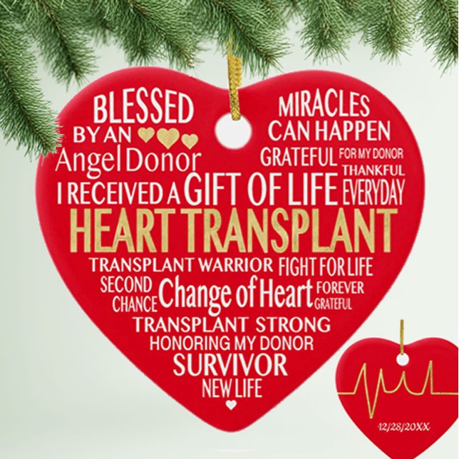 Heart Transplant in Words Customisable Ornament (Creator Uploaded)