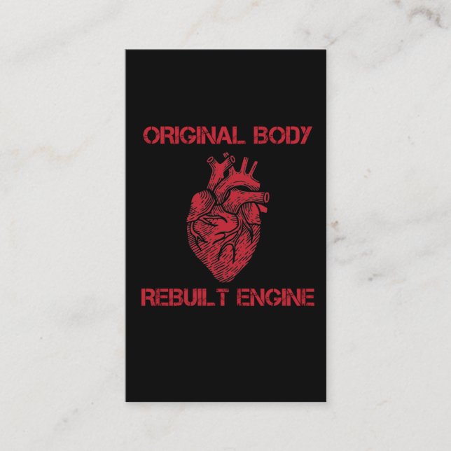 Heart Transplant Rebuilt Engine Bypass Get well Business Card (Front)