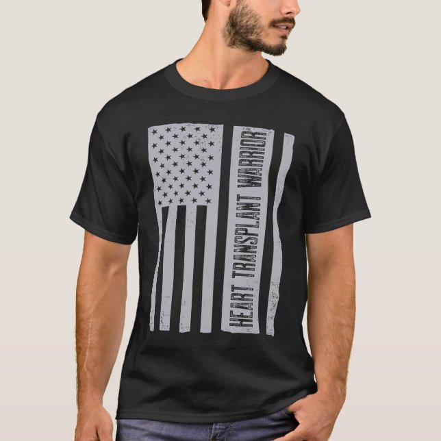 Heart Transplant Recipient Flag US Surgery Survivo T-Shirt (Front)