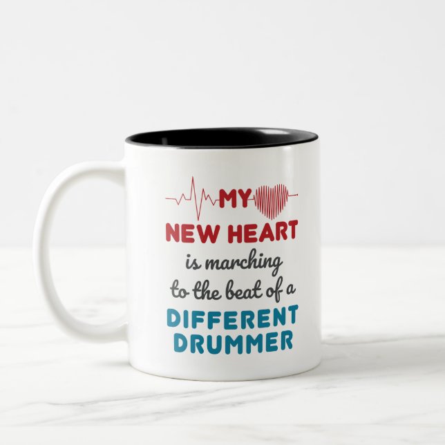 Heart Transplant Recipient New Heart Beat Two-Tone Coffee Mug (Left)