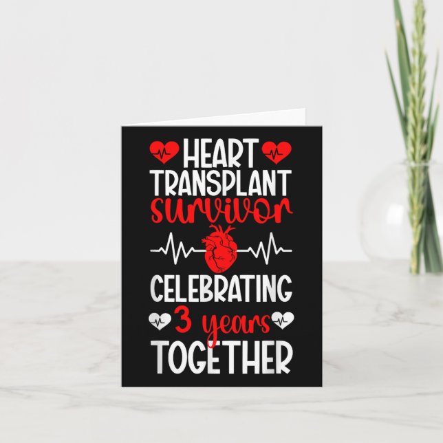 Heart Transplant Survivor 3rd Anniversary Heart Re Card (Front)