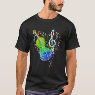 Heart Treble Clef Cello Player Music Notes Cellist T-Shirt
