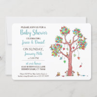 Heart Tree and Birds Gathering Fun Baby Shower