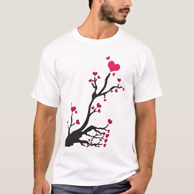 heart tree black T-Shirt (Front)