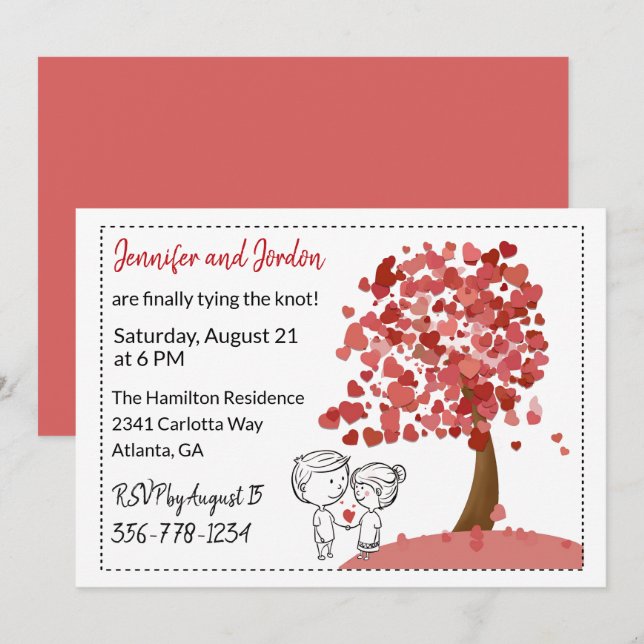 Heart Tree Casual Wedding Invitation (Front/Back)