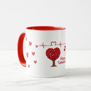 Heart Tree & Heartbeat Valentine's Day Mug