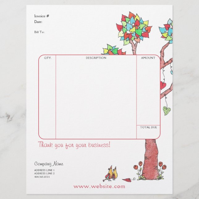 Heart Tree Invoice Sheet (Front)