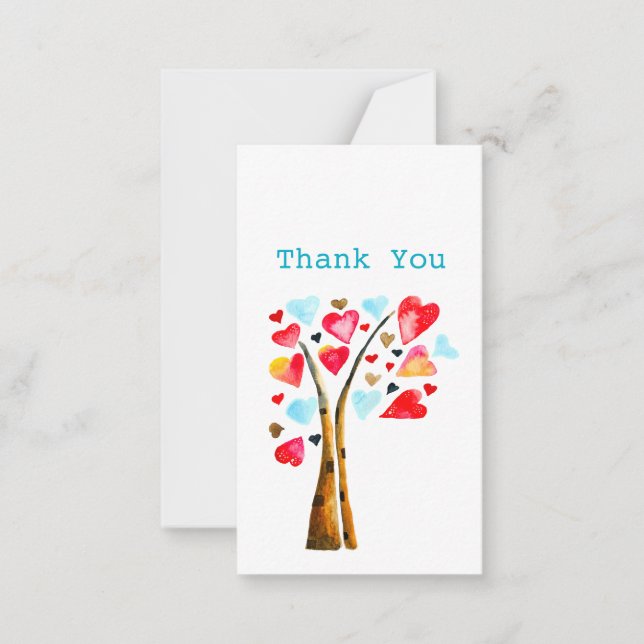 Heart tree valentines watercolor art card (Front)