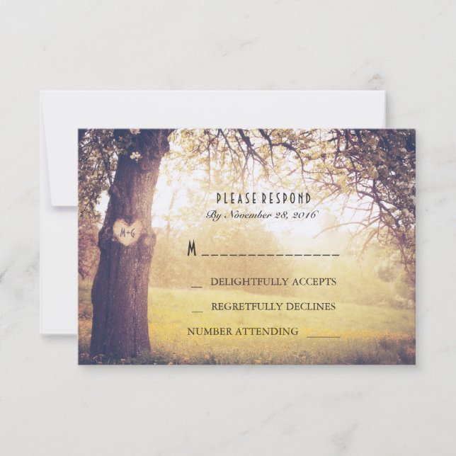 Heart Tree Wedding RSVP Card (Front)