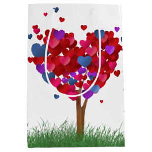 Heart Tree With Grass Medium Gift Bag