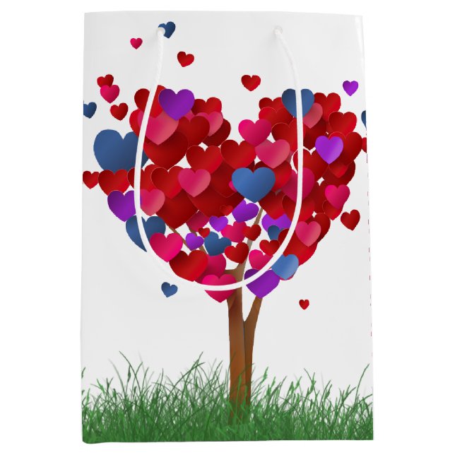 Heart Tree With Grass Medium Gift Bag (Front)