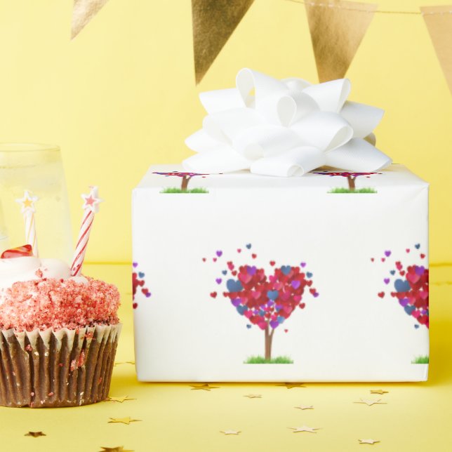 Heart Tree With Grass Wrapping Paper (Birthday Party)