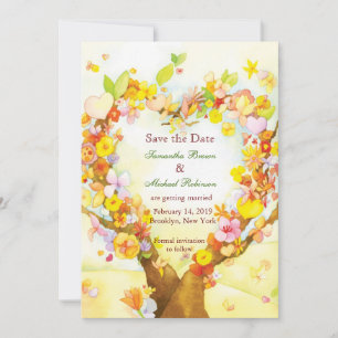 Heart Trees Watercolor Wedding Save the Date