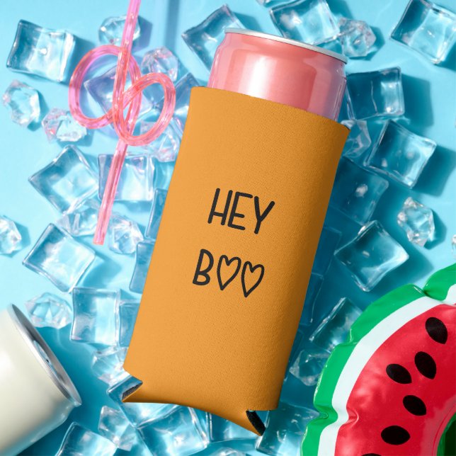 Heart Typography Hey Boo Seltzer Can Cooler (In Situ Summer)