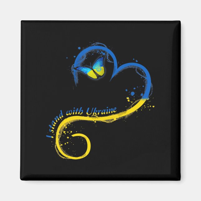 Heart Ukraine Butterfly Ukrainian Flag I Stand Wit Magnet (Front)
