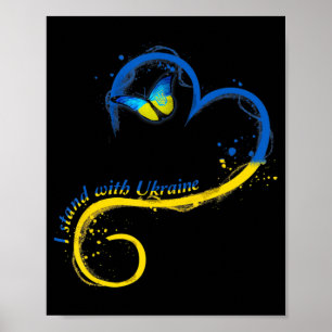 Heart Ukraine Butterfly Ukrainian Flag I Stand Wit Poster