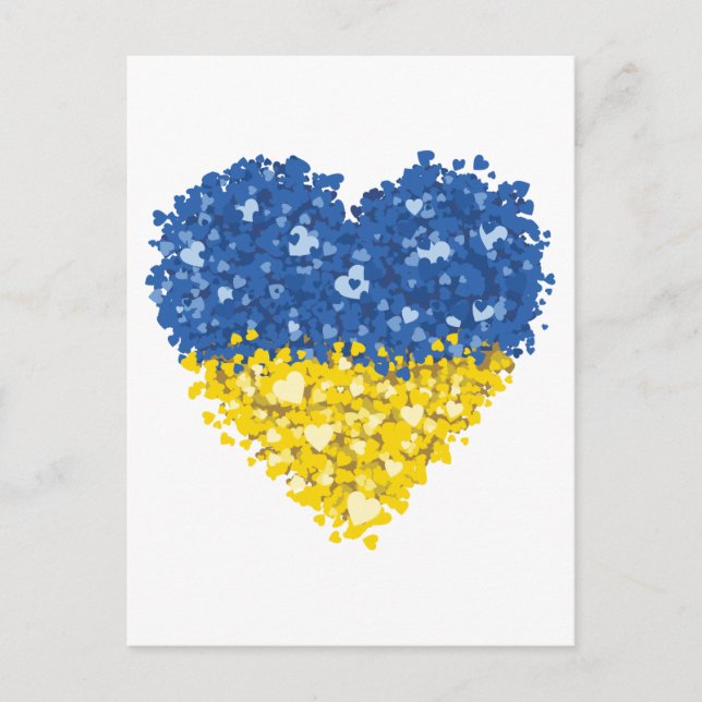 Heart Ukraine Flag, Ukrainian Heart Flag Postcard (Front)