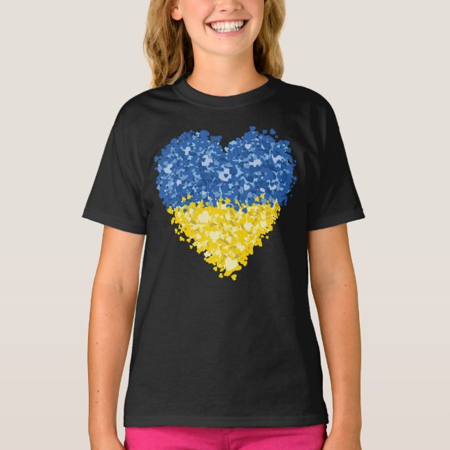 Heart Ukraine Flag, Ukrainian Heart Flag T-Shirt (Front)