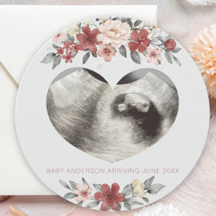 Heart Ultrasound Photo Pregnancy Announcement Card