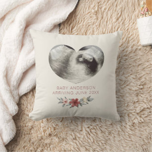 Heart Ultrasound Pregnancy Announcement Reveal Cushion